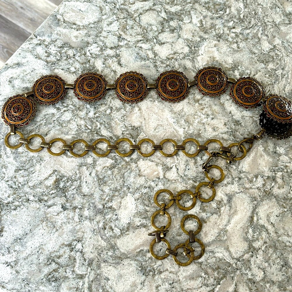 Chicos metal medallion adjustable belt